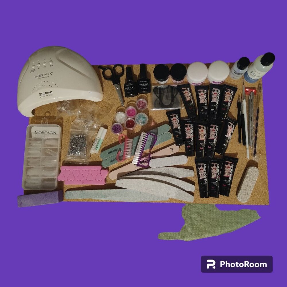 HUGE Morovan Nail Manicure Pedicure Acrylic Powder & Art Kit